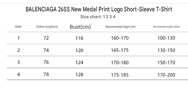    Balenciaga 26SS Medal Logo Print T-Shirt Black