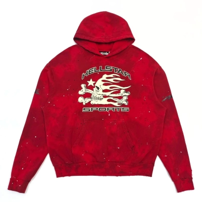 Hellstar Sports Tie-Dye Skull Hoodie Red 01