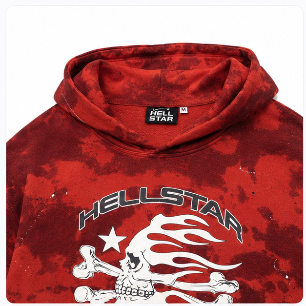 Hellstar Sports Tie-Dye Skull Hoodie Red