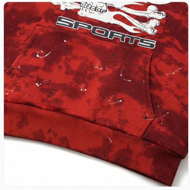 Hellstar Sports Tie-Dye Skull Hoodie Red