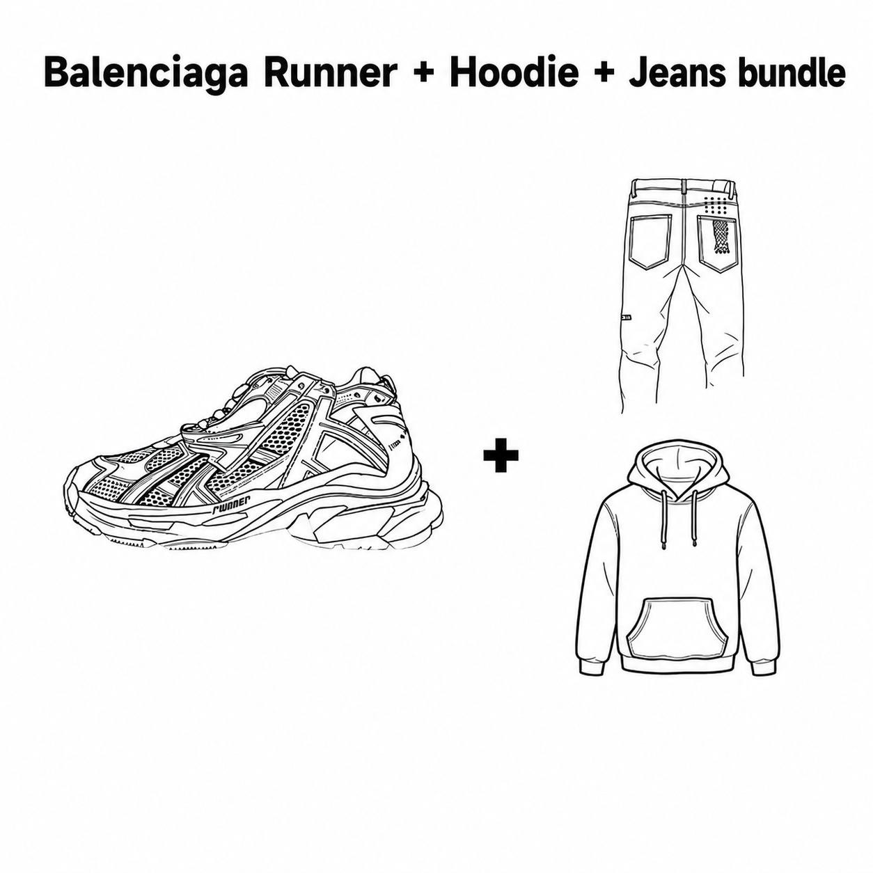 Balenciaga Runner + Hoodie +Jeans bundle