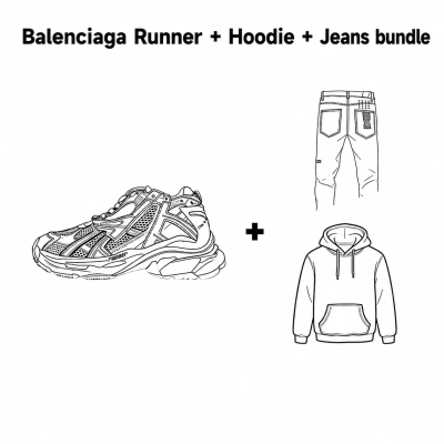 Balenciaga Runner + Hoodie +Jeans bundle 02