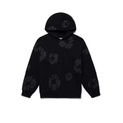Top Quality Denim Tears Cotton Wreath Hoodie Black Monochrome 01