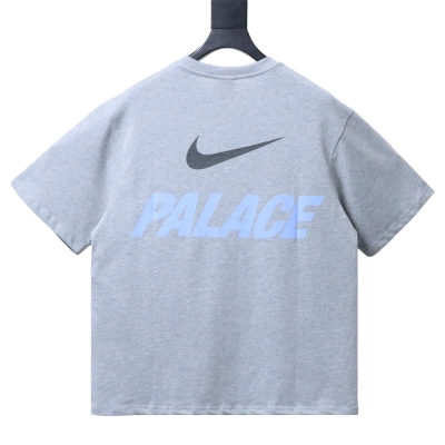 Top Quality Palace x Nike Font Swoosh T-shirt Grey Marl 02
