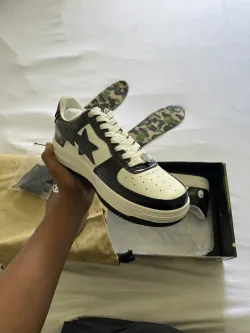 Pkgod Bape Sk8 Sta Low Black and white patent leather review Elchapoo  04