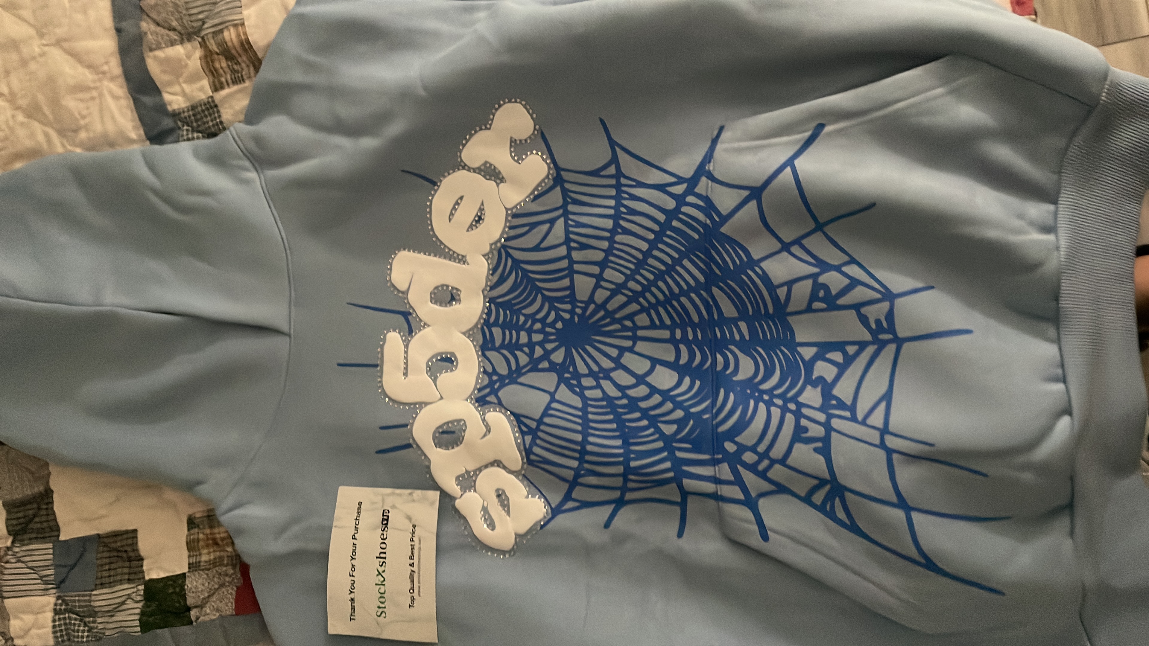 Top Quality Sp5der PNK Hoodie Sky Blue  review Josue Rivera