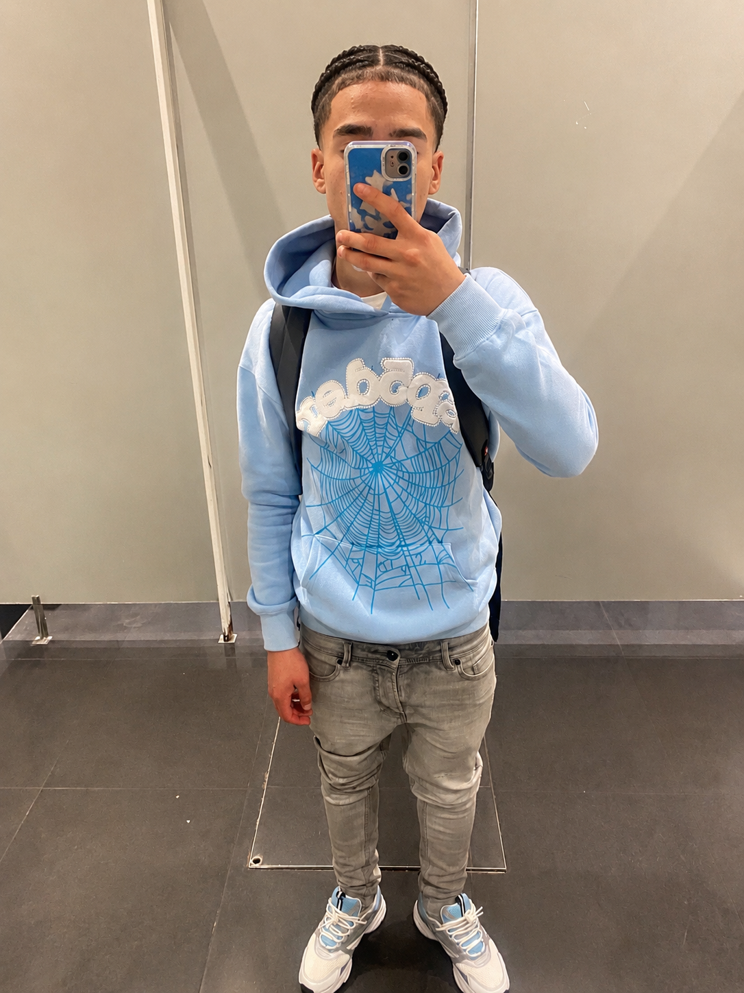 Sp5der Web Hoodie Sky Blue SP5 8D WEB HBB review rizzyrepss