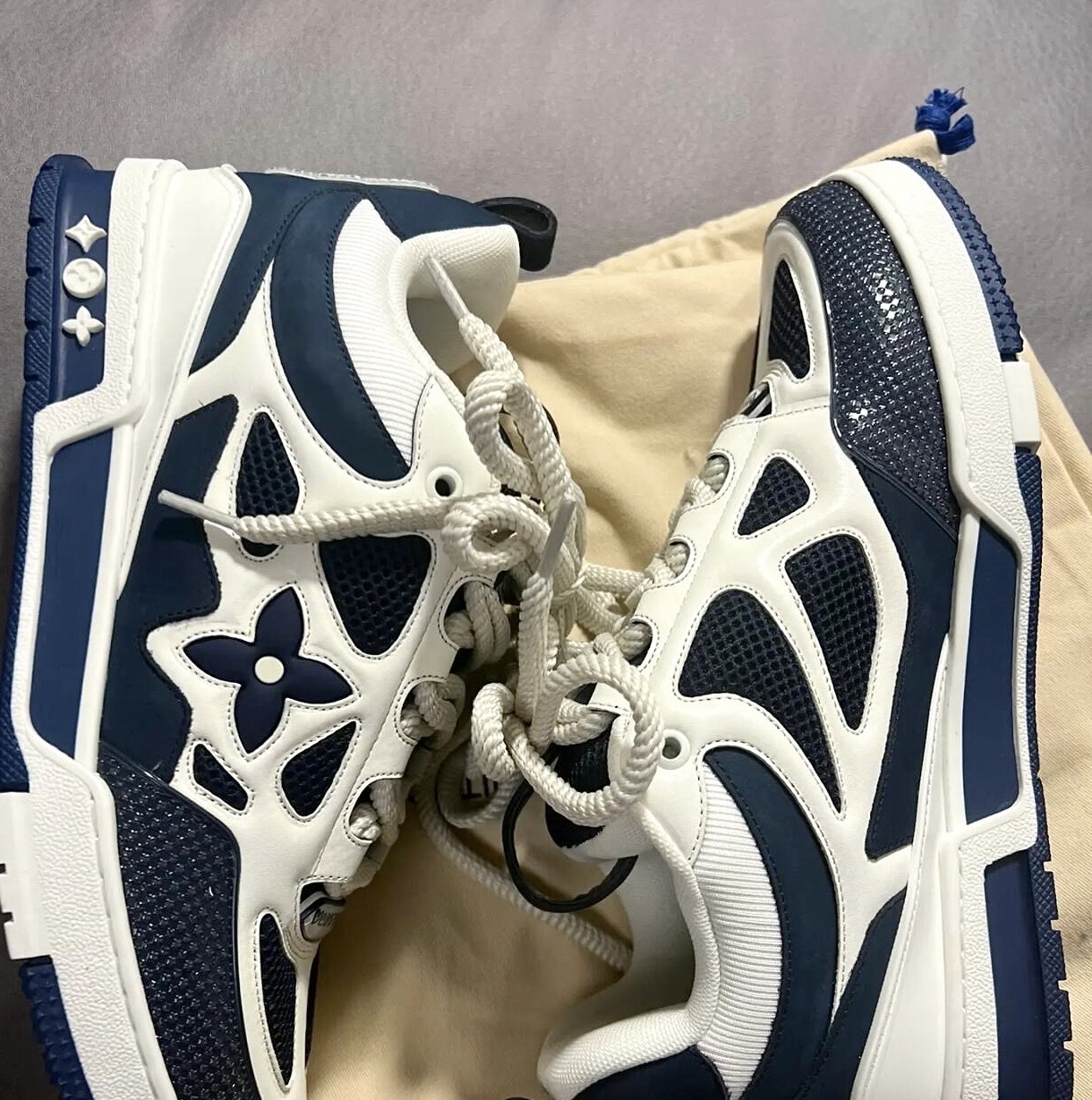 Louis Vuitton Leather lace up Fashionable Board Shoes Blue 51BCOLRB review 0