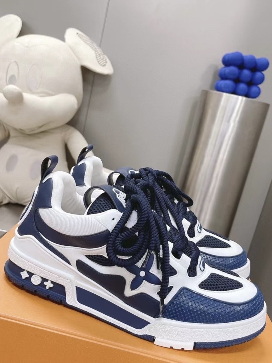 Louis Vuitton Leather lace up Fashionable Board Shoes Blue 51BCOLRB review 0