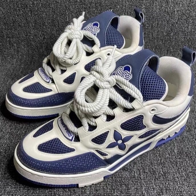 Louis Vuitton Leather lace up Fashionable Board Shoes Blue 51BCOLRB review 0