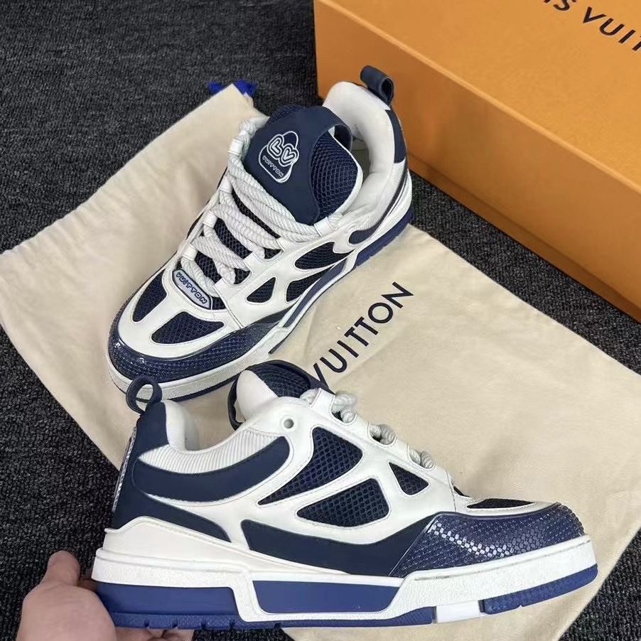 Louis Vuitton Leather lace up Fashionable Board Shoes Blue 51BCOLRB review 0