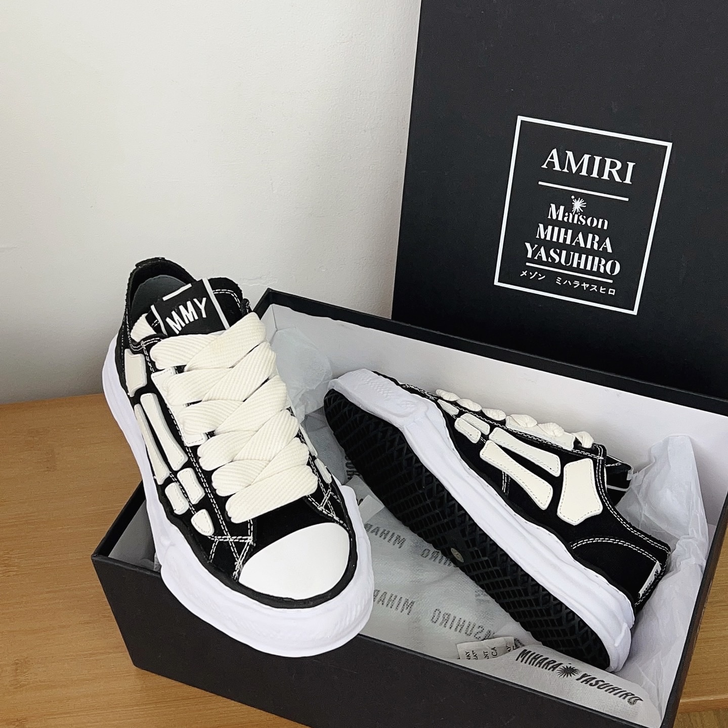 Pkgod AMIRI MMY Bones x Maison MIHARA YASUHIRO Black  AMFOSR1076-001  review 0