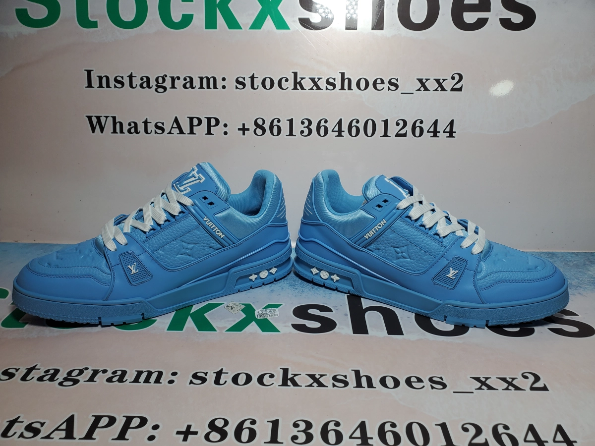 Best Louis Vuitton Trainer Blue Embossed Monogram QC Pictures