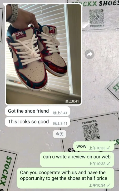 Customers Feedback Step 5, 2023 From Stockx shoes-Pkgod Nike SB Dunk Low Pro Parra Abstract Art