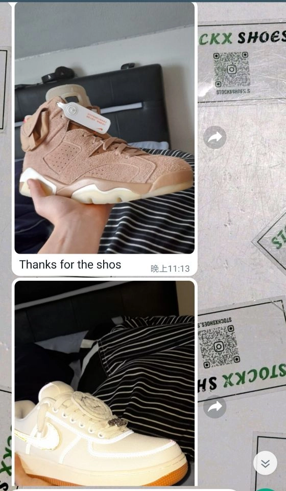 Customers Feedback- Air Jordan 6 Retro Travis Scott British Khaki/Nike Air Force 1 Low Travis Scott Sail