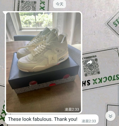 Customers Feedback Step 15, 2023 From Stockx shoes-Pkgod Air Jordan 4 Retro Off-White Sail