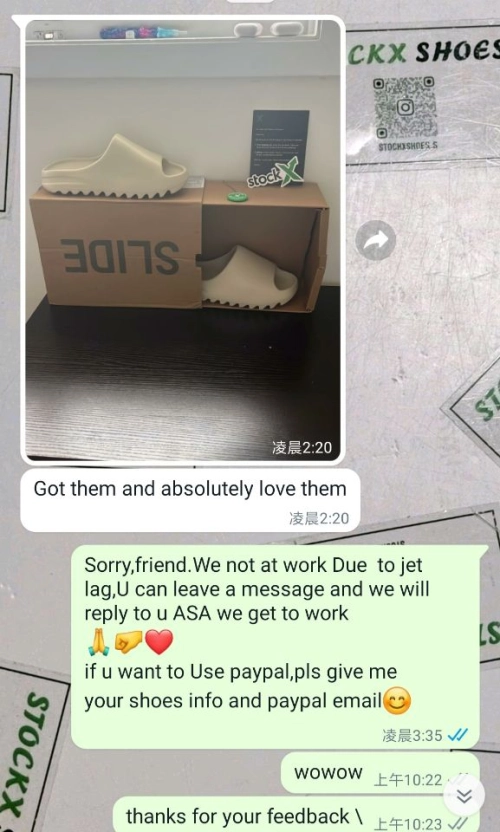 Customers Feedback Step 20, 2023 From Stockx shoes-Pkgod adidas Yeezy Slide BONE