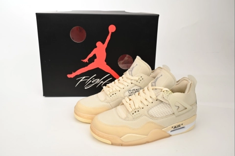 Unboxing Best Air Jordan 4 Retro Off-White Sail Video Review From Fake Shoes Website - Stockx Shoes