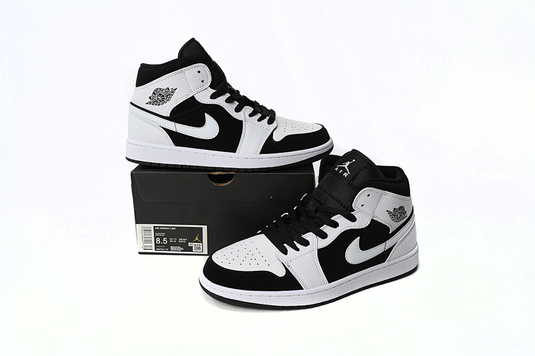 Air Jordan 1 Mid White Black 