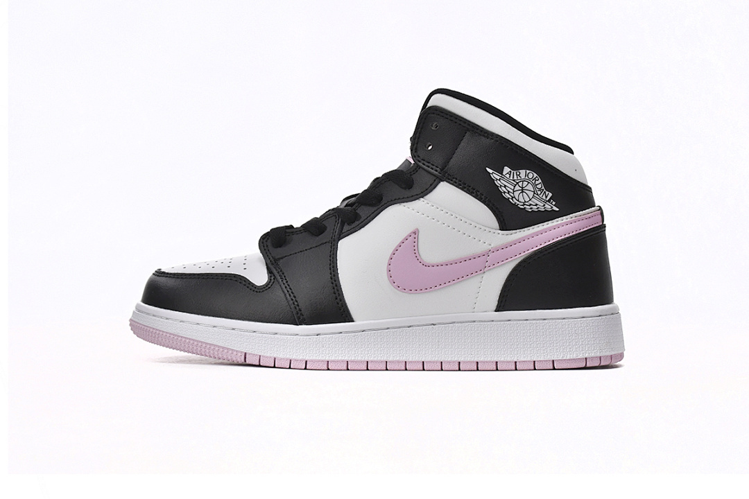 Air Jordan 1 Mid White Black Light Arctic Pink (GS) 