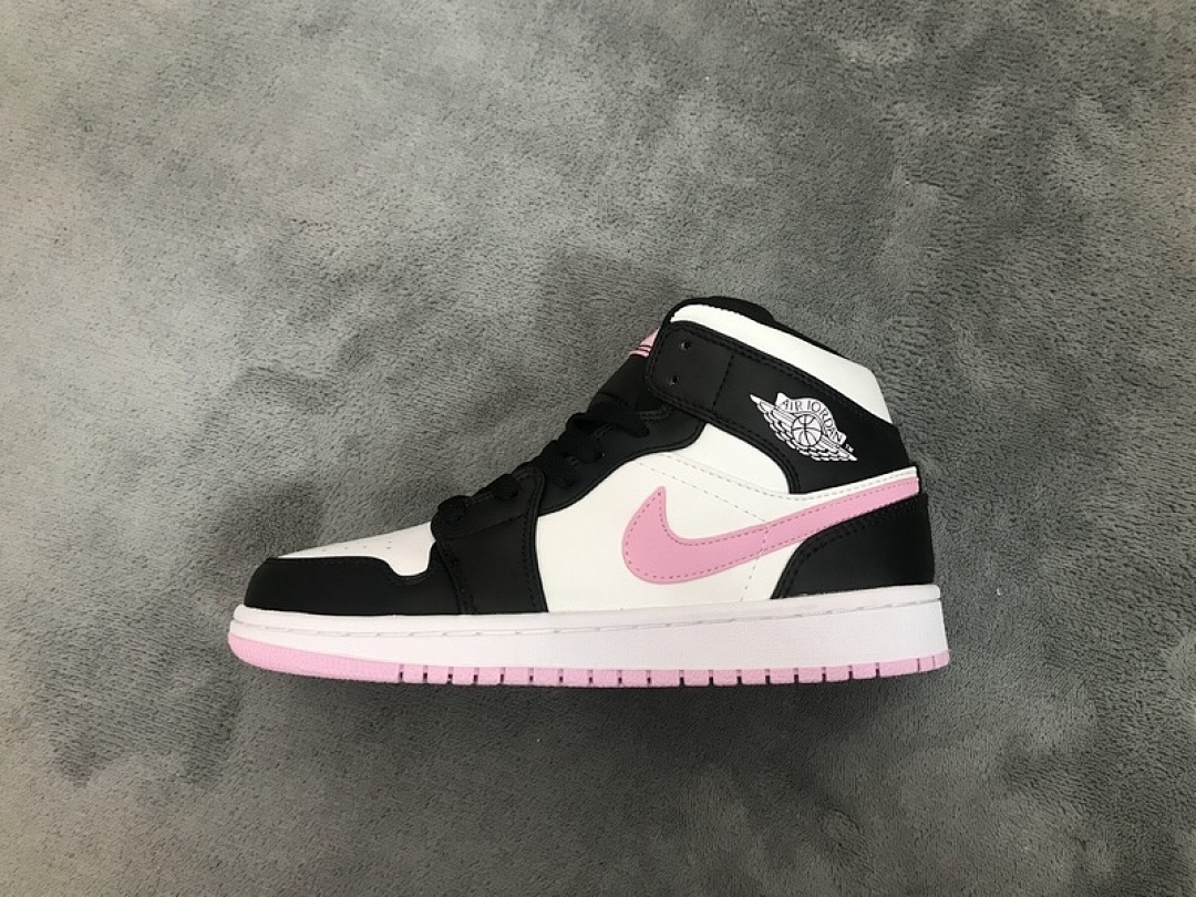 Air Jordan 1 Mid White Black Light Arctic Pink (GS) 