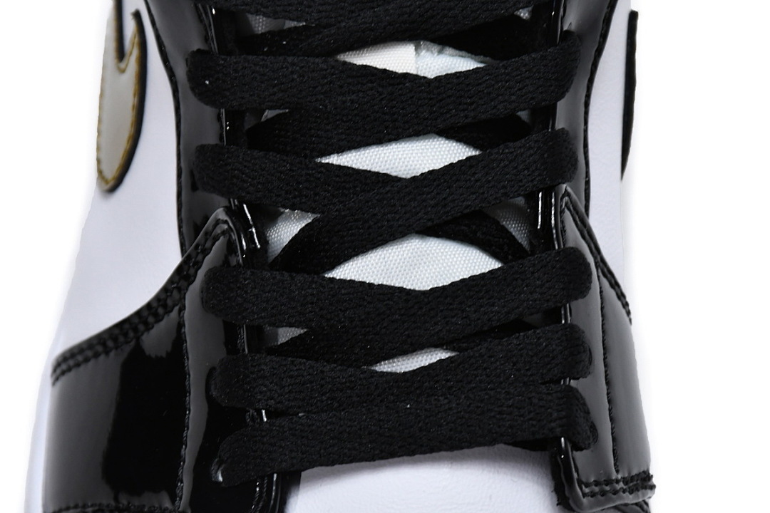 Air Jordan 1 Mid Patent Black White Gold