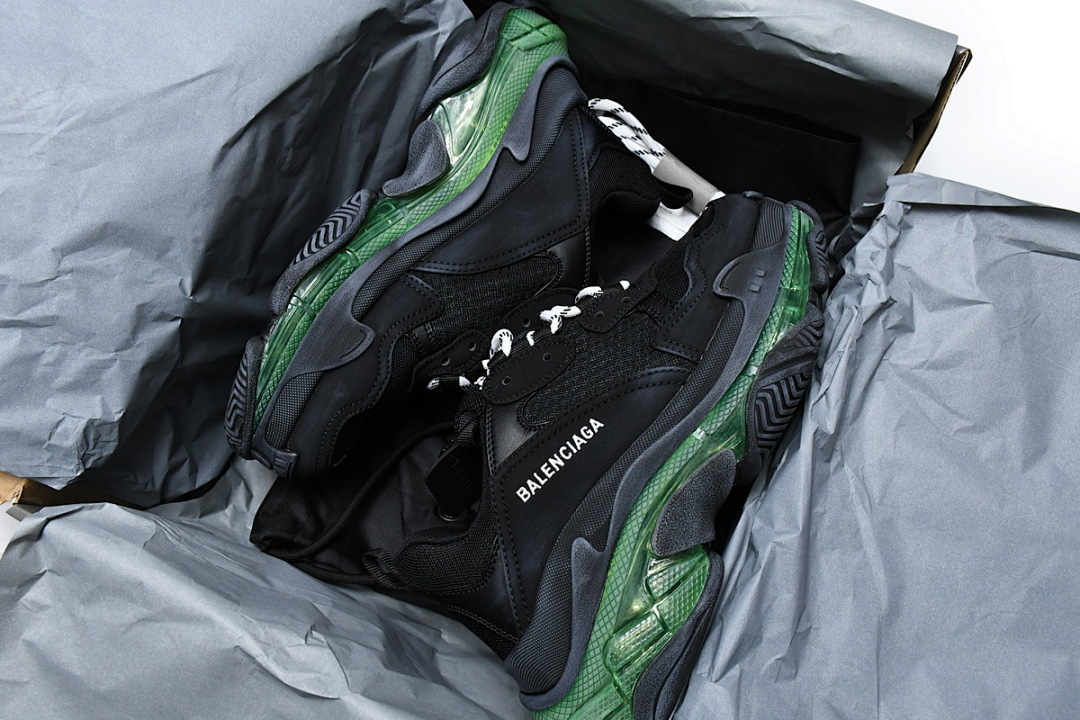 Balenciaga Triple S Black Green 544351 W09ON 1047 