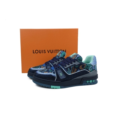 FC God Batch LOUIS VUITTON Trainer Blue Camouflage Rhinestones 02