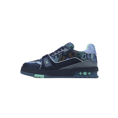 FC God Batch LOUIS VUITTON Trainer Blue Camouflage Rhinestones 01