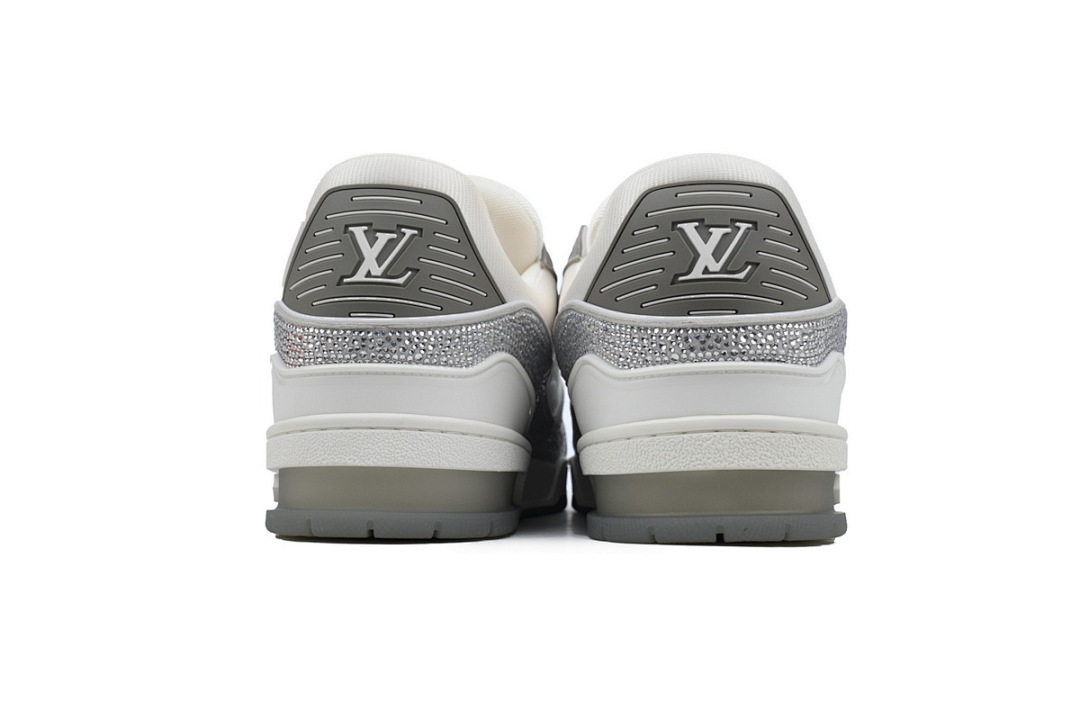 FC God Batch LOUIS VUITTON Trainer Gray White Rhinestones