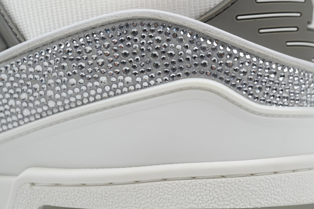 FC God Batch LOUIS VUITTON Trainer Gray White Rhinestones