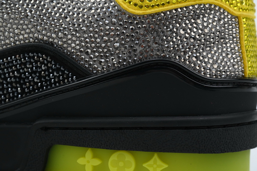 FC God Batch LOUIS VUITTON Trainer Black Yellow Rhinestones
