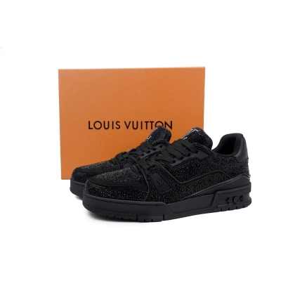 FC God Batch LOUIS VUITTON Trainer Black Rhinestones 02