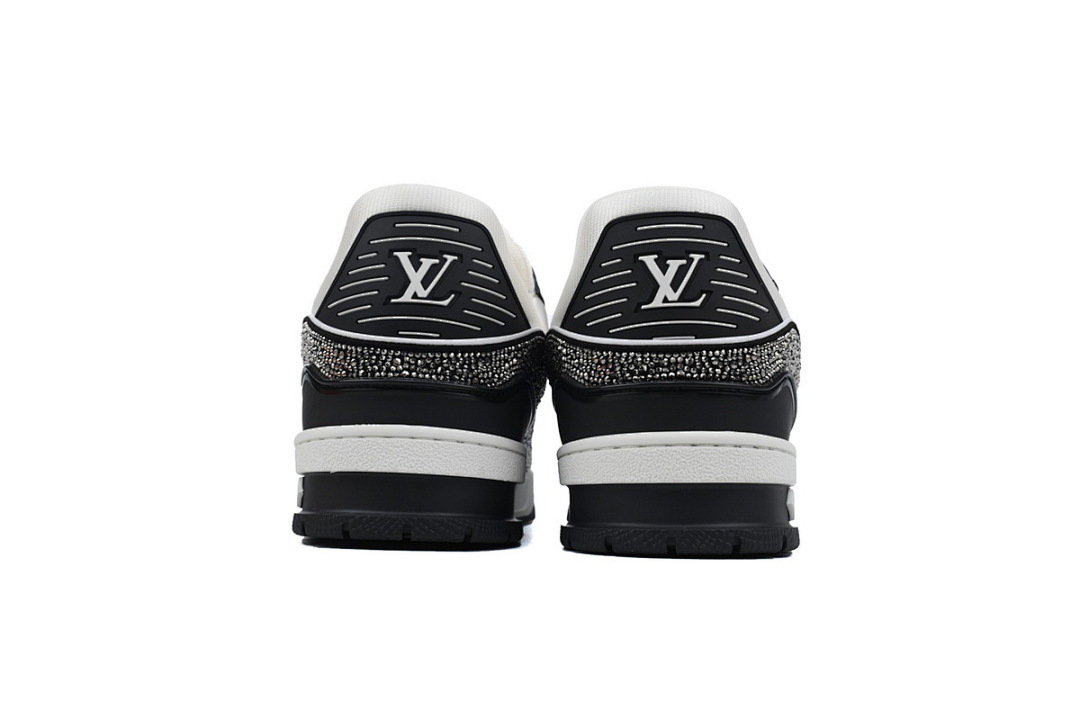 FC God Batch LOUIS VUITTON Trainer Black  White Rhinestone