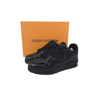 FC God Batch Louis Vuitton Trainer Black Lychee Patent Leather  02