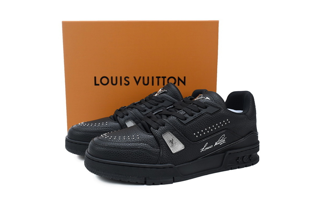 FC God Batch Louis Vuitton Trainer  Black Rivets