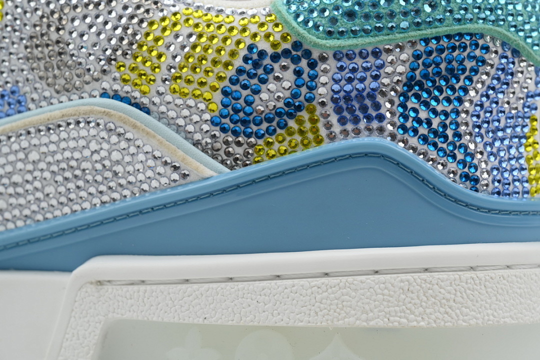 FC God Batch LOUIS VUITTON Trainer  White Blue Camouflage Rhinestones 