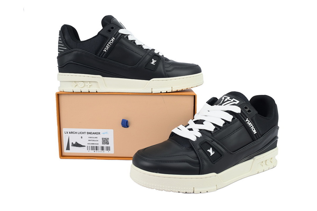 FC God Batch Louis Vuitton Trainer Black Skin And White Background