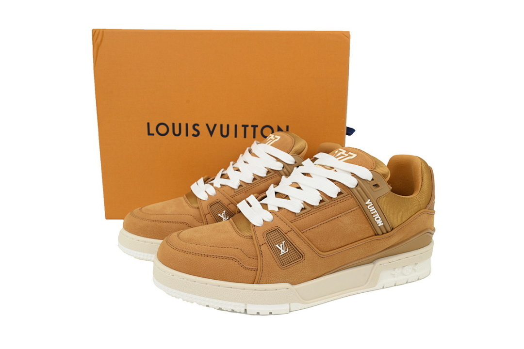 FC God Batch LOUIS VUITTON Trainer Brown Skin With White Background