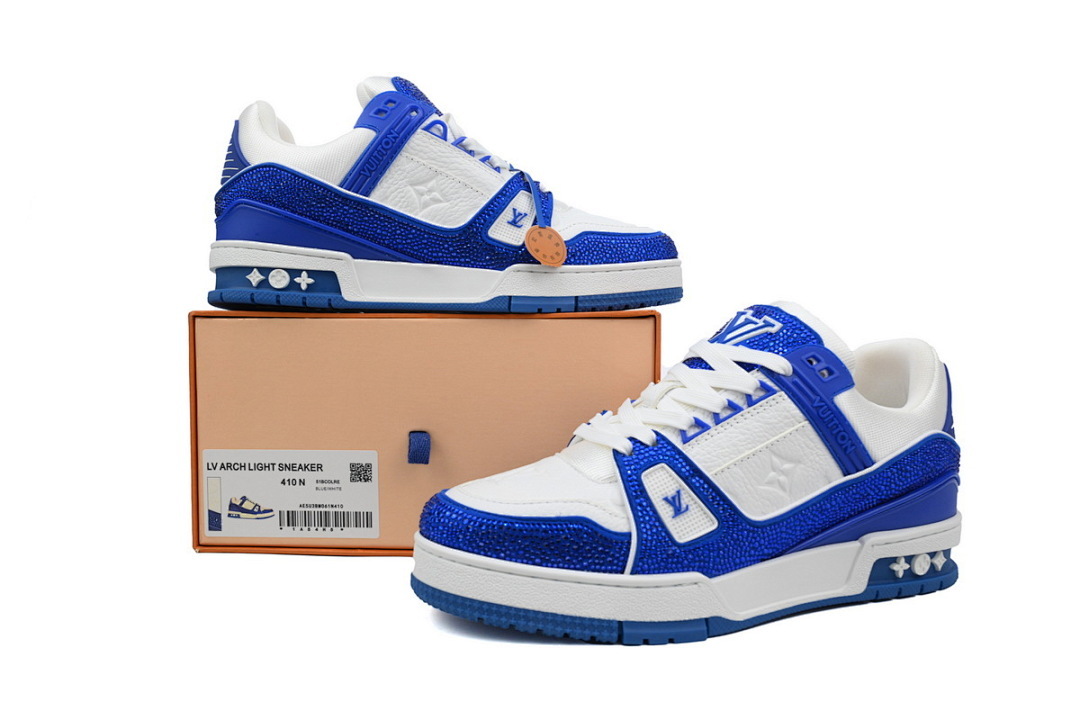 FC God Batch LOUIS VUITTON Trainer Dark Blue Rhinestones