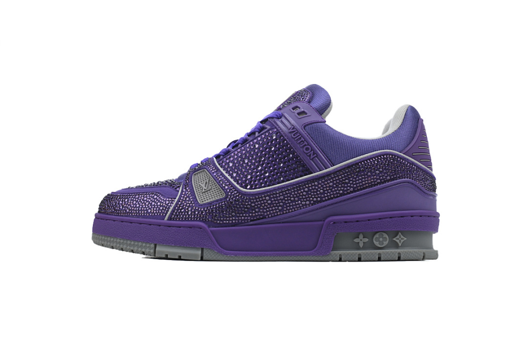 FC God Batch LOUIS VUITTON Trainer Purple Rhinestones