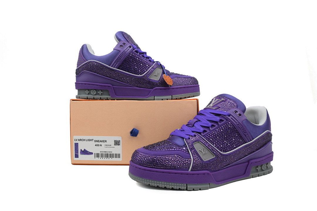 FC God Batch LOUIS VUITTON Trainer Purple Rhinestones