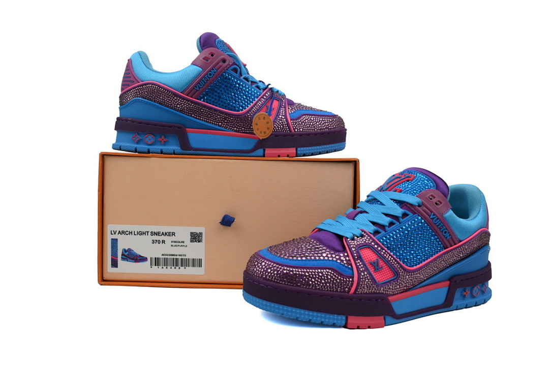 FC God Batch LOUIS VUITTON Trainer Purple & Blue Rhinestones