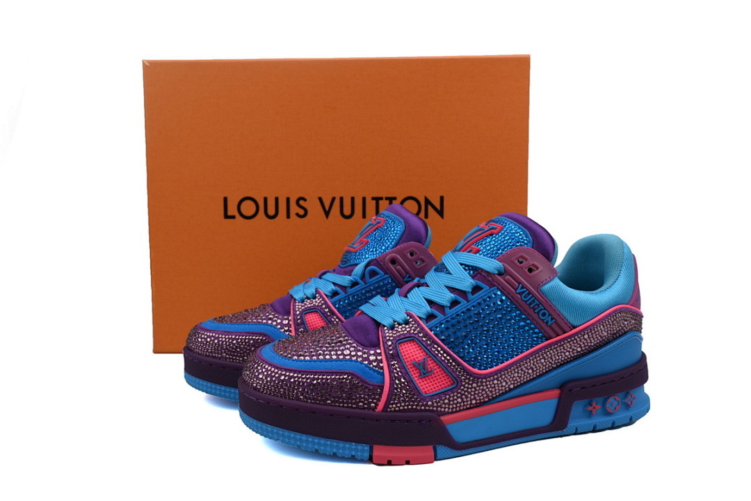 FC God Batch LOUIS VUITTON Trainer Purple & Blue Rhinestones
