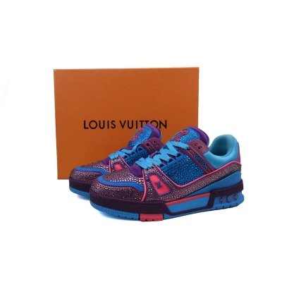 FC God Batch LOUIS VUITTON Trainer Purple & Blue Rhinestones 02