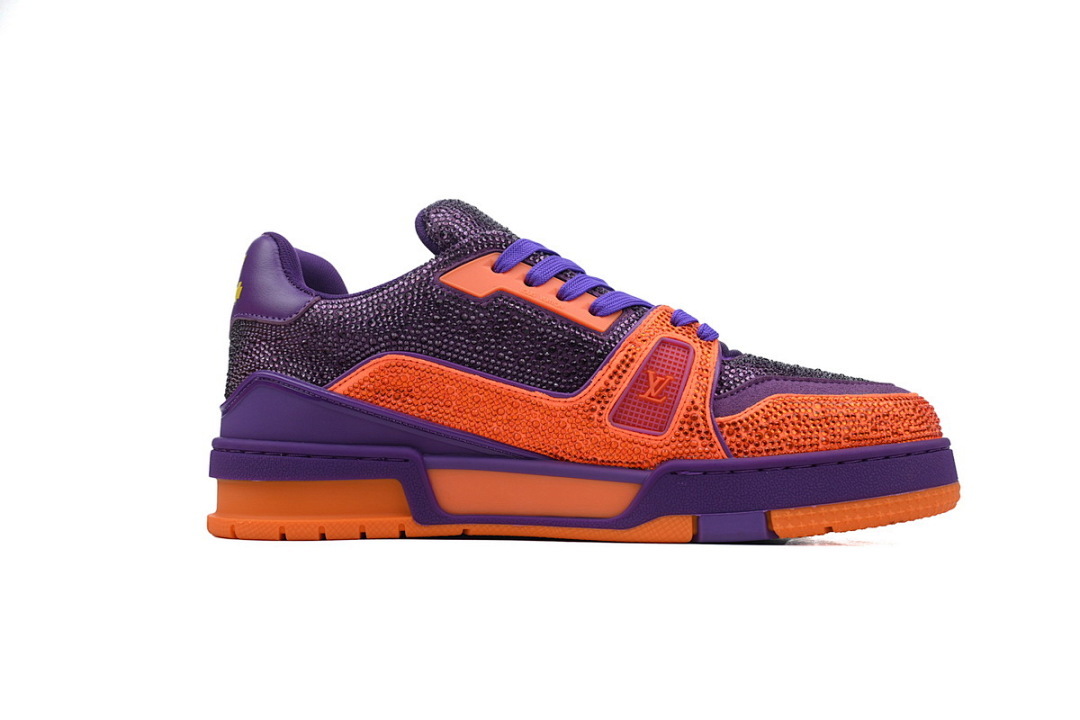 FC God Batch LOUIS VUITTON Trainer Purple & Orange Rhinestones