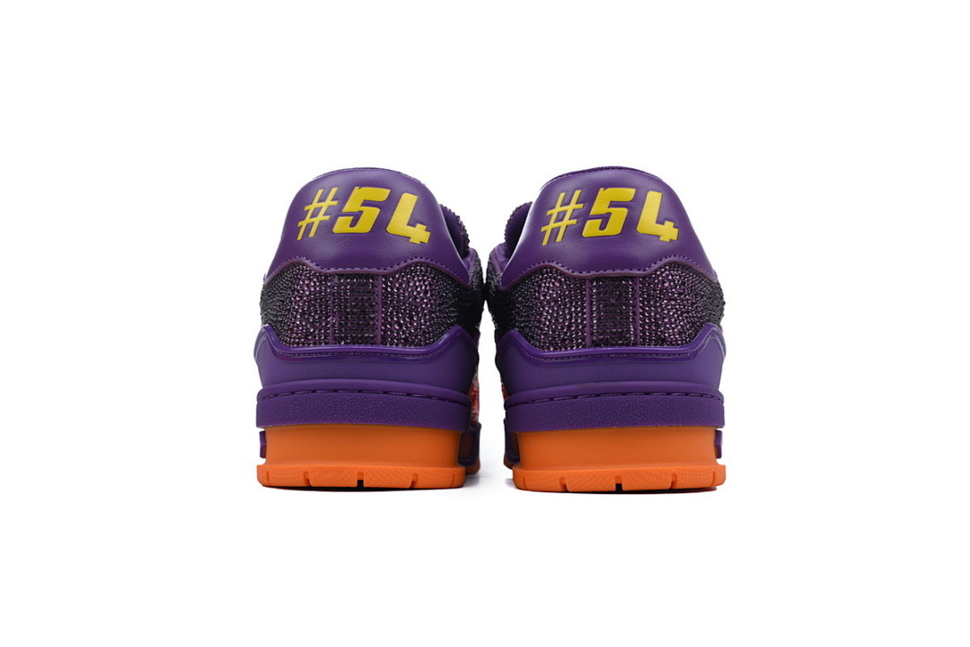 FC God Batch LOUIS VUITTON Trainer Purple & Orange Rhinestones