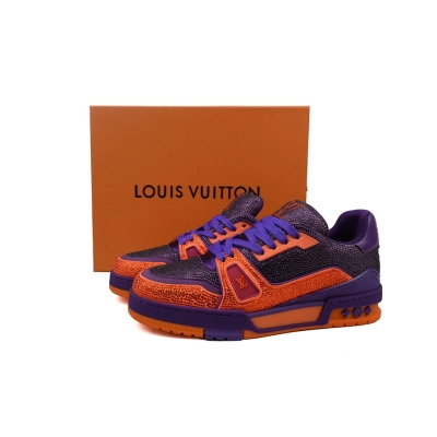 FC God Batch LOUIS VUITTON Trainer Purple & Orange Rhinestones 02