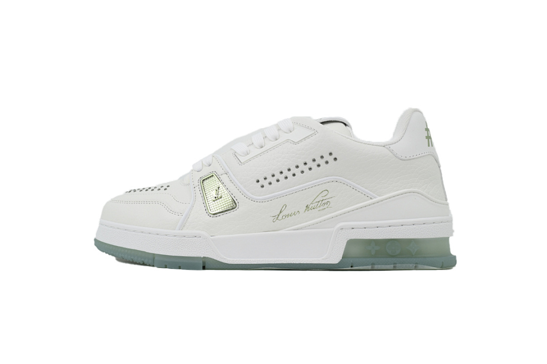 FC God Batch LOUIS VUITTON Trainer White Green Rivets 1