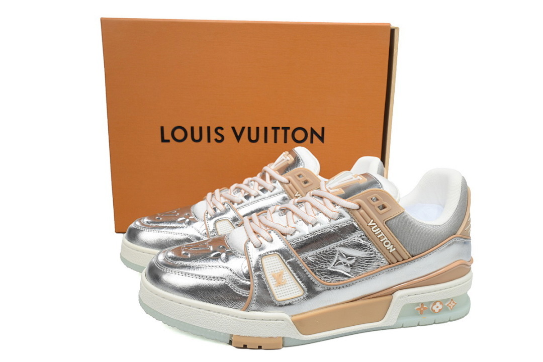  FC God Batch  Louis Vuitton Trainer Silver Embossed 